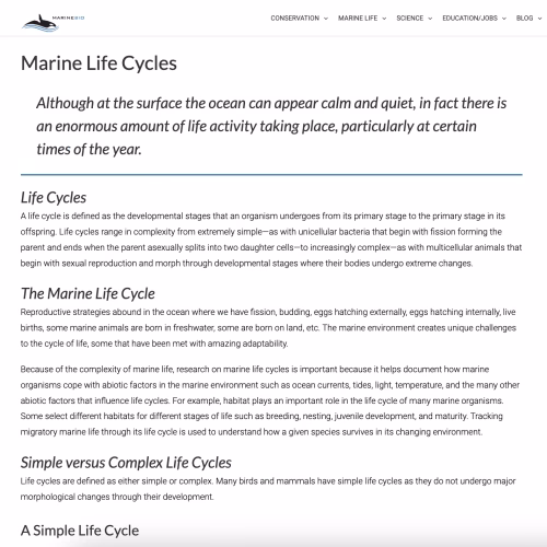 Marine Life Cycles