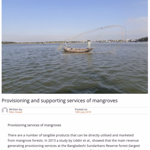 Provisioning and Supporting Services of Mangroves