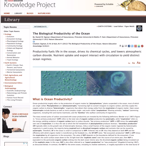 The Biological Productivity of the Ocean