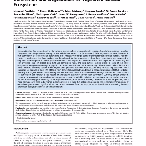 Estimating Global "Blue Carbon" Emissions from Conversion and Degradation of Vegetated Coastal Ecosystems