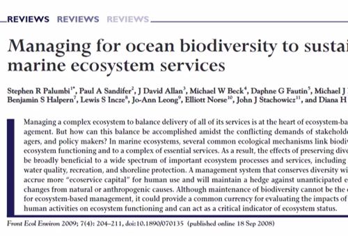 Managing for Ocean Biodiversity to Sustain Marine Ecosystem Services