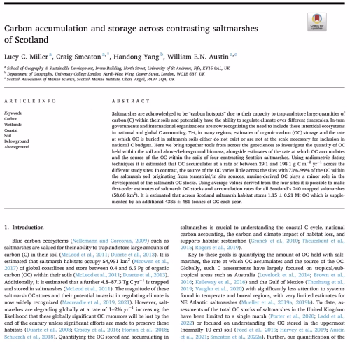 Carbon Accumulation and Storage Across Contrasting Saltmarshes of Scotland