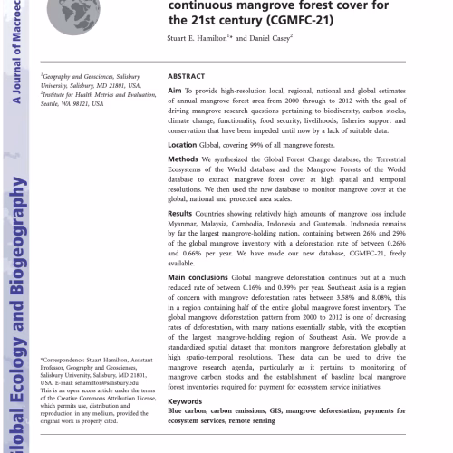 Creation of a High Spatio-temporal Resolution Global Database of Continuous Mangrove Forest Cover for the 21st Century