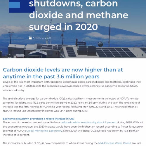 Despite Pandemic Shutdowns, Carbon Dioxide and Methane Surged in 2020