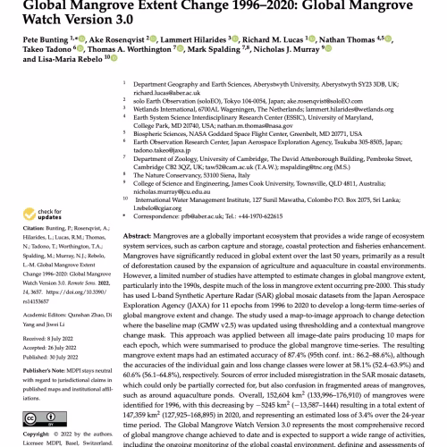 Global Mangrove Extent Change 1996–2020: Global Mangrove Watch Version 3.0