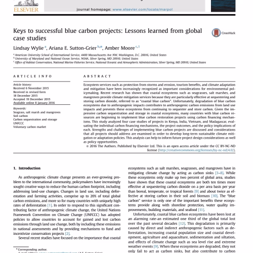Keys to Successful Blue Carbon Projects: Lessons learned from global case studies
