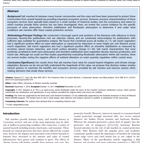The Protective Role of Coastal Marshes: A Systematic Review and Meta-analysis