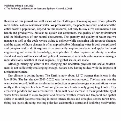 Adaptive Water Resources Management Under Climate Change: An Introduction
