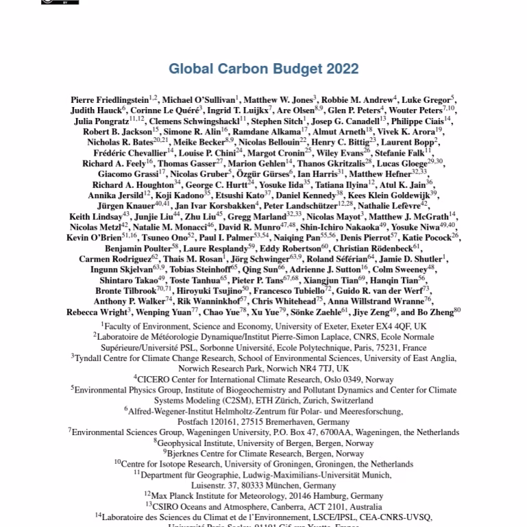 Global carbon budget 2022, Earth System Science Data (2022).