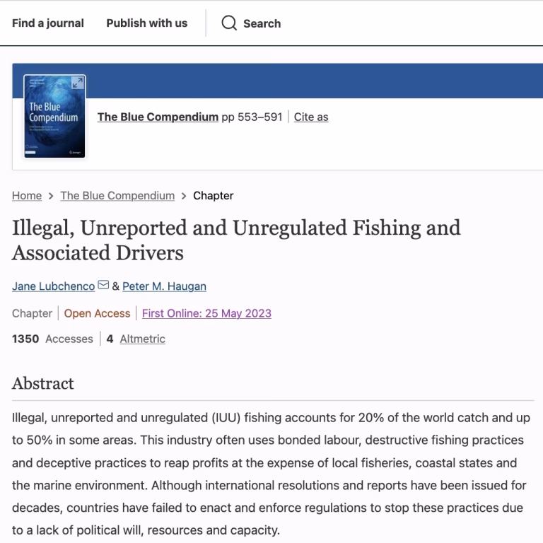 Illegal, Unreported and Unregulated Fishing and Associated Drivers. Lubchenco and Haugan, 2023 